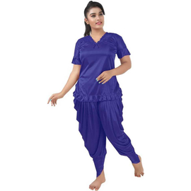Unique, Fashionable, Comfortable Dhuti Pattern Style Purple Night Dress (2 Part)