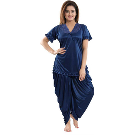 Unique, Fashionable, Comfortable Dhuti Pattern Style Blue Night Dress (2 Part)