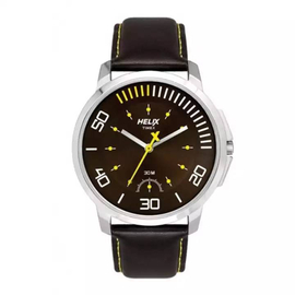 Helix Brown Leather Analog Watch for Men - TW027HG06