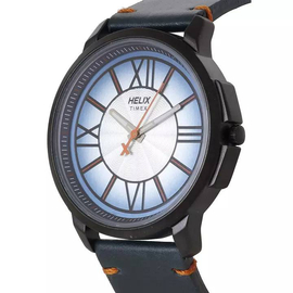 Helix Blue Leather Analog Watch for Men - TW027HG20, 2 image