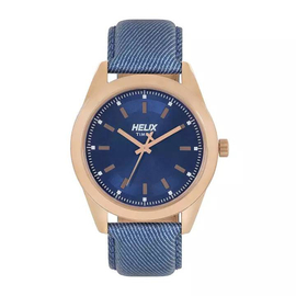 Helix Blue Leather Analog Watch for Men - TW031HG07