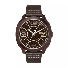 Helix Analog Leather Brown Men's Watch- TW018HG09