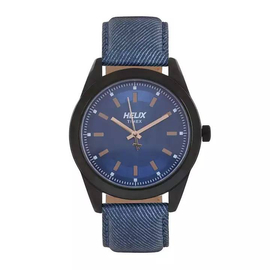 Helix Blue Leather Analog Watch for Men - TW031HG08