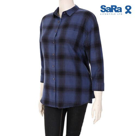 SaRa Ladies Casual Shirt (SRK16B-BLACK & BLUE CHECK), 2 image
