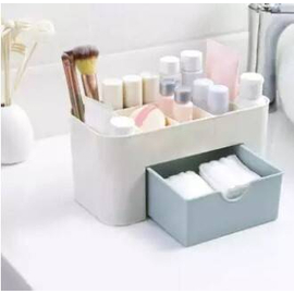 Table Cosmetic Make Up Storage Box Organizer-Cream Color, 4 image
