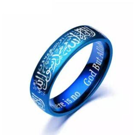 6MM Stainless Steel Arabic Aqeeq Shahada Muslim Islamic Rings Muhammad God Quran Women Jewelry