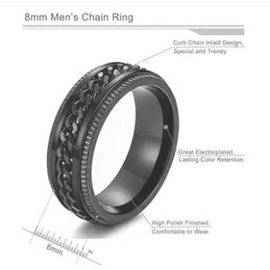 Chimes Tough Dude Black Chain Stainless Steel Ring for Men and Boys, 2 image