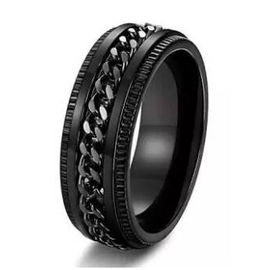 Chimes Tough Dude Black Chain Stainless Steel Ring for Men and Boys, 4 image