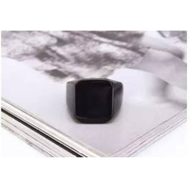 Solid Polished Stainless Steel Square Black Biker Rings-Black, 4 image