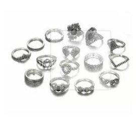 Dorical 15 Pieces Bohemian Vintage Silver Stack Rings, 3 image