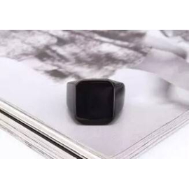 Solid Polished Stainless Steel Square Black Fancy Rings Valentine Gift-Black, 3 image