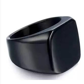 Solid Polished Stainless Steel Square Black Fancy Rings Valentine Gift-Black, 2 image