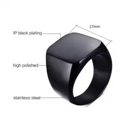 Solid Polished Stainless Steel Square Black Fancy Rings Valentine Gift-Black, 4 image