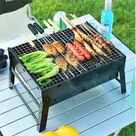 Folding Portable Outdoor Barbeque Charcoal BBQ Grill Carbon Steel (BLACK) Size (17 inch )