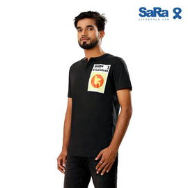 SaRa Mens T-Shirt (MTS301YF-Black), 2 image
