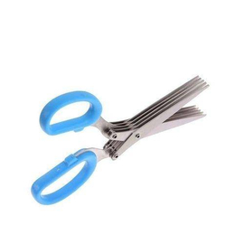 Vegetable Cutter 5 Blade Scissor - Blue and Silver