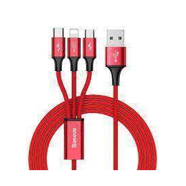 Baseus Rapid Series 3-in-1 Cable Micro+Dual Lightning 3A 1.2M Red