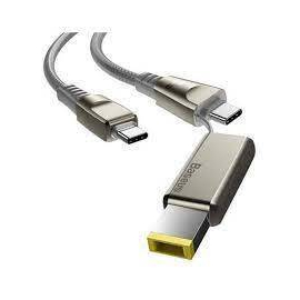 Baseus Flash Series One-for-two Fast Charging Data Cable with Square Head Type-C to C+DC 100W 2m Grey, 2 image