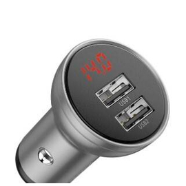 Baseus Digital Display Dual USB 4.8A Car Charger 24W Silver, 5 image