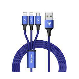 Baseus Rapid Series 3-in-1 Cable Micro+Dual Lightning 3A 1.2M Dark Blue