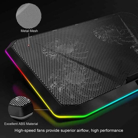 Havit F2076 Gaming Laptop Cooling Pad for 12-17 Inch Laptop with 4 Quiet Fans & RGB Backlight, 6 image