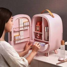 Baseus Mini Beauty Fridge for Cosmetics With Mirror Pink (CRBXNS-A04), 11 image