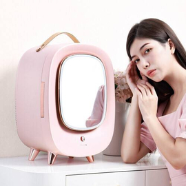 Baseus Mini Beauty Fridge for Cosmetics With Mirror Pink (CRBXNS-A04), 10 image
