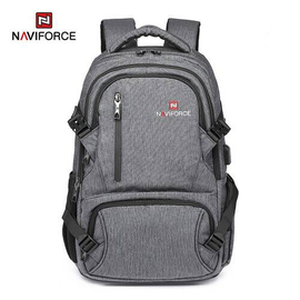 NAVIFORCE B6806 Fashion Business Backpacks Men Style High Quality PU Waterproof Travel Bag - Gray