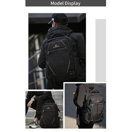 NAVIFORCE B6808 Fashion Casual Men's Backpacks Large Capacity Business Travel USB Charging Bag - Black, 4 image