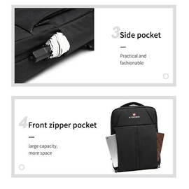 NAVIFORCE B6810 Fashion Casual Men's Backpacks Large Capacity Business Travel USB Charging Bag - Black, 7 image