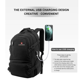 NAVIFORCE B6806 Fashion Business Backpacks Men Style High Quality PU Waterproof Travel Bag - Black, 6 image
