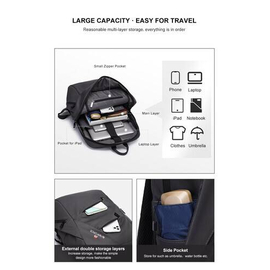 NAVIFORCE B6804 School Bag 16 inch Laptop USB Rucksack Anti Theft Men Backbag Travel - Blue, 6 image