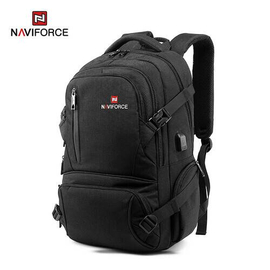 NAVIFORCE B6806 Fashion Business Backpacks Men Style High Quality PU Waterproof Travel Bag - Black, 2 image