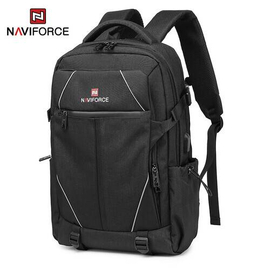 NAVIFORCE B6808 Fashion Casual Men's Backpacks Large Capacity Business Travel USB Charging Bag - Black, 2 image