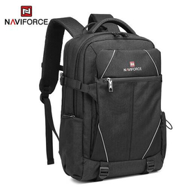 NAVIFORCE B6808 Fashion Casual Men's Backpacks Large Capacity Business Travel USB Charging Bag - Black, 3 image