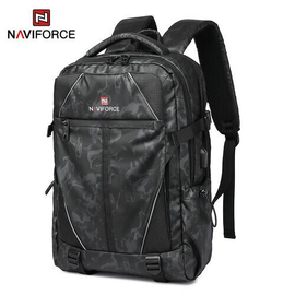 NAVIFORCE B6808 Fashion Casual Men's Backpacks Large Capacity Business Travel USB Charging Bag - CF Gray, 2 image