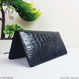 LW107. GS7 Croco Shaped Black Leather Long Wallet, 3 image