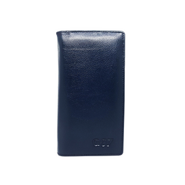 GS7 Unisex Navy Blue Leather Long Wallet, 2 image