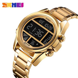 SKMEI 1448 Golden Stainless Steel Digital Watch For Men - Golden, 3 image