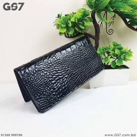 LW107. GS7 Croco Shaped Black Leather Long Wallet, 4 image