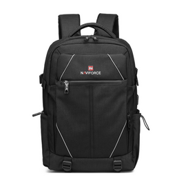 NAVIFORCE B6808 Fashion Casual Men's Backpacks Large Capacity Business Travel USB Charging Bag - Black