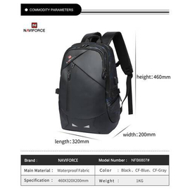 NAVIFORCE B6807 Quality Nylon Waterproof Travel Backpacks Fashion Multifunction Large Capacity and USB - CF Blue, 4 image