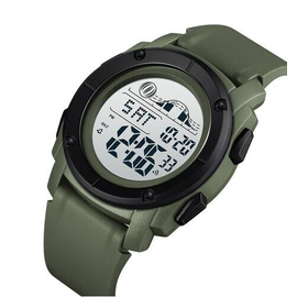 SKMEI 1576 Army Green PU Digital Watch For Unisex - Army Green, 3 image