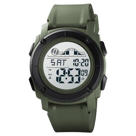 SKMEI 1576 Army Green PU Digital Watch For Unisex - Army Green