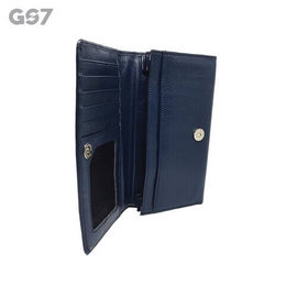 GS7 Unisex Navy Blue Leather Long Wallet, 3 image
