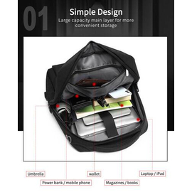 NAVIFORCE B6810 Fashion Casual Men's Backpacks Large Capacity Business Travel USB Charging Bag - Gray, 3 image