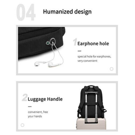 NAVIFORCE B6809 Fashion Casual Men's Backpacks Large Capacity Business Travel USB Charging Bag - Black, 6 image