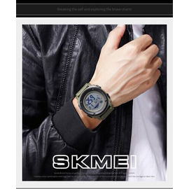 SKMEI 1576 Army Green PU Digital Watch For Unisex - Army Green, 4 image