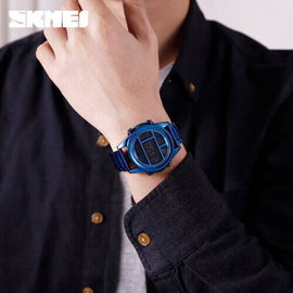 SKMEI 1448 Royal Blue Stainless Steel Digital Watch For Men - Royal Blue, 3 image