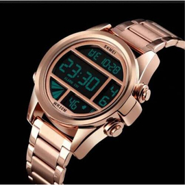 SKMEI 1448 RoseGold Stainless Steel Digital Watch For Men - RoseGold, 3 image